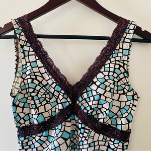 Y2K XXI MOSAIC TANK TOP W/ LACE DETAIL